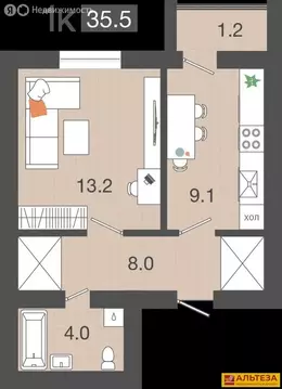 1-комнатная квартира: Калининградская область, Гурьевский ...