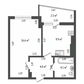 1-к кв. Калининградская область, Калининград ул. Нальчикская, 2 (35.0 ...