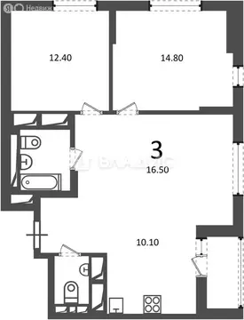 3-комнатная квартира: Москва, Кусковская улица, 12/1 (69.1 м)