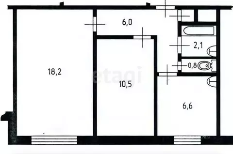2-к кв. Архангельская область, Архангельск ул. Касаткиной, 5 (42.9 м)