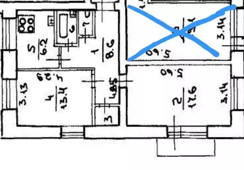 2-к кв. Санкт-Петербург просп. Маршала Блюхера, 65 (50.0 м)