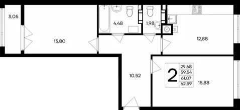 2-к кв. Крым, Евпатория Сезоны жилой комплекс (62.84 м)