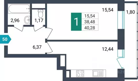 1-к кв. Забайкальский край, Чита ул. Бабушкина, 42Б (40.28 м)