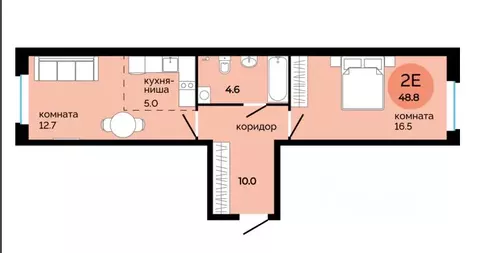 2-к кв. Пермский край, Пермь ул. Яблочкова, 5к4 (48.8 м)