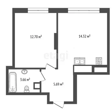 1-комнатная квартира: Тюмень, улица Андрея Кореневского, 5 (36.3 м)