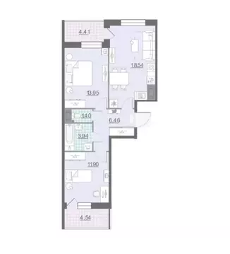2-комнатная квартира: Санкт-Петербург, проспект Крузенштерна, 2 (56.6 ...