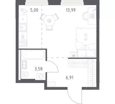1-к кв. Башкортостан, Уфа ул. Минигали Губайдуллина, 8к9 (29.48 м)