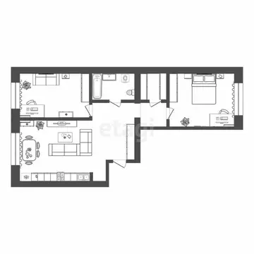 2-комнатная квартира: Тюмень, улица Республики, 204к7 (52.9 м)