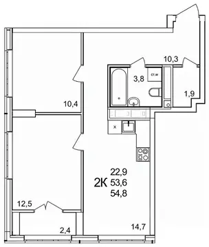2-к кв. Нижегородская область, Нижний Новгород д. Анкудиновка, КМ ...
