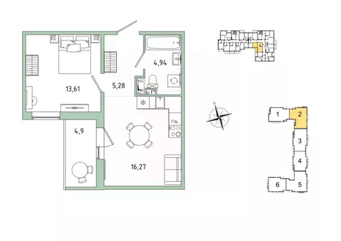 1-к кв. Ленинградская область, Гатчина Въезд мкр,  (42.55 м)