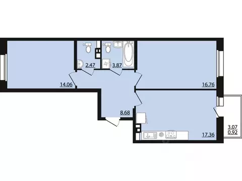 2-к кв. Воронежская область, Рамонский район, Яменское с/пос, пос. ...