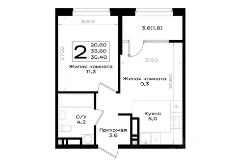 2-к кв. Ростовская область, Аксай просп. Аксайский (35.4 м)