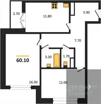 2-к кв. Воронежская область, Новоусманский район, пос. Отрадное ул. ...