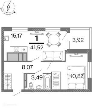 1-к кв. Рязанская область, Рязань Бирюзова Парк жилой комплекс (41.52 ...
