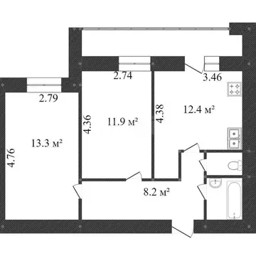 2-комнатная квартира: Вологда, Новгородская улица, 9 (49.4 м)