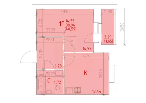 1-к кв. Вологодская область, Череповец 109-й мкр,  (40.59 м)