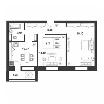 2-к кв. Новгородская область, Великий Новгород ул. Якова Павлова, 15 ...