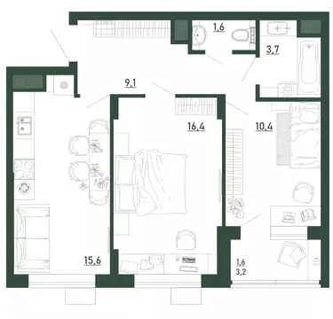 2-к кв. Воронежская область, Воронеж бул. Содружества, 6 (58.0 м)