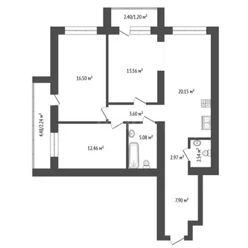 3-комнатная квартира: Кисловка, микрорайон Левобережный, улица Петра ...