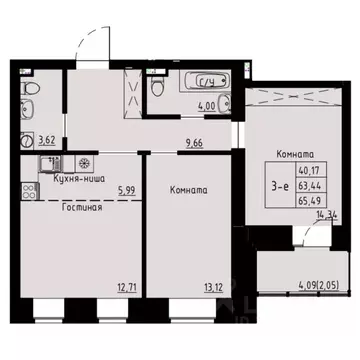 3-к кв. Красноярский край, Красноярск ул. Елены Стасовой, 82 (64.1 м)