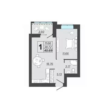 1-к кв. Брянская область, Брянск Архитектор жилой комплекс (40.69 м)