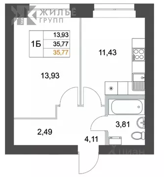 1-к кв. Татарстан, Казань ул. Ярдем, 23 (34.0 м)