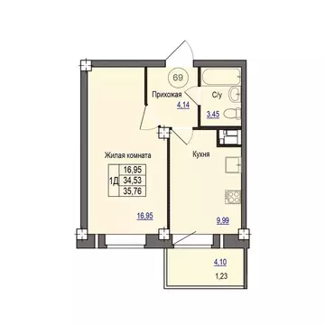 1-к кв. Псковская область, Псковский район, Завеличенская волость, д. ...
