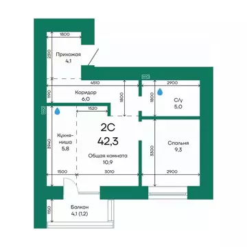 2-к кв. Алтайский край, Барнаул Просторная ул., 390к1 (42.3 м)