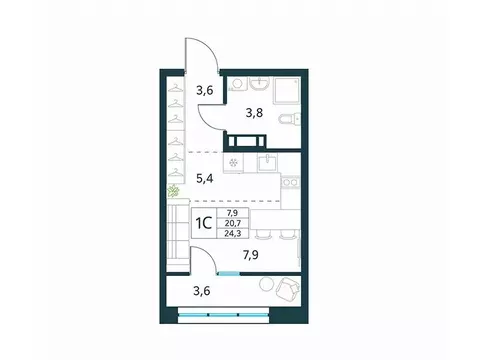 Студия Забайкальский край, Чита Хороший мкр,  (24.3 м)