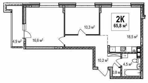 2-комнатная квартира: Нижний Новгород, проспект Гагарина, 36к4 (65.8 ...
