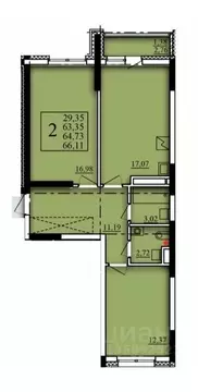 2-к кв. Башкортостан, Уфа Затон-Восточный жилрайон, Паруса жилой ...