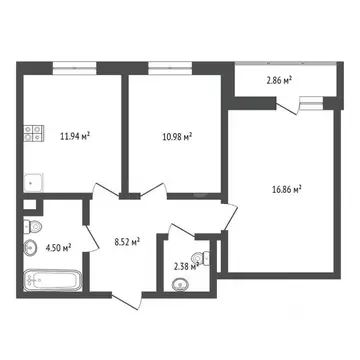 2-к кв. Тюменская область, Тюмень ул. Фармана Салманова, 12 (56.0 м)