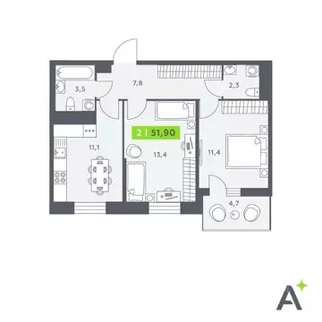 2-к кв. Ленинградская область, Кудрово г. Всеволожский район, ...