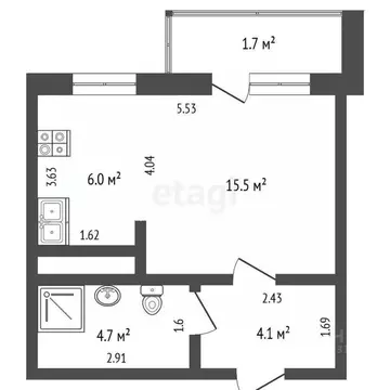 Студия Ямало-Ненецкий АО, Новый Уренгой Дружба мкр, 5/4 (30.3 м)