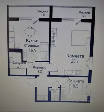 2-к кв. Челябинская область, Челябинский городской округ, пос. ...