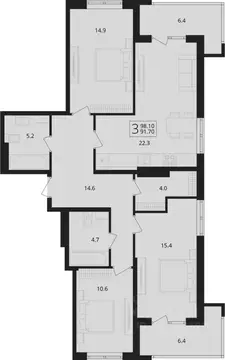 3-к кв. Брянская область, Брянский район, Снежское с/пос, пос. Путевка ...