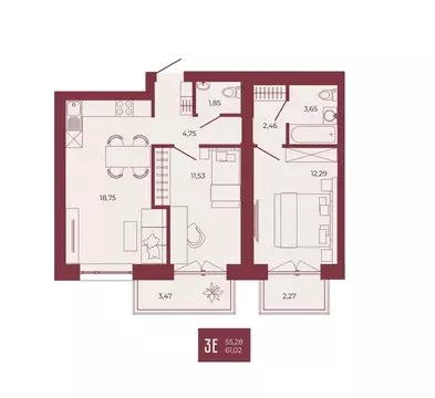 3-к кв. Пензенская область, Пенза ул. Тепличная, 55 (61.02 м)