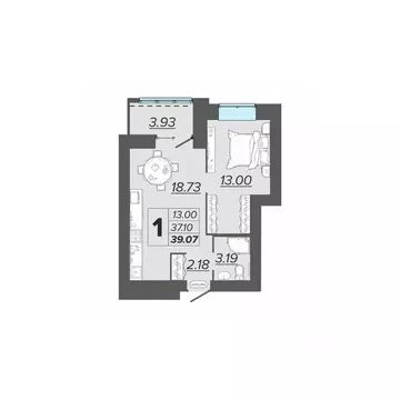 1-к кв. Брянская область, Брянск Архитектор жилой комплекс (39.07 м)