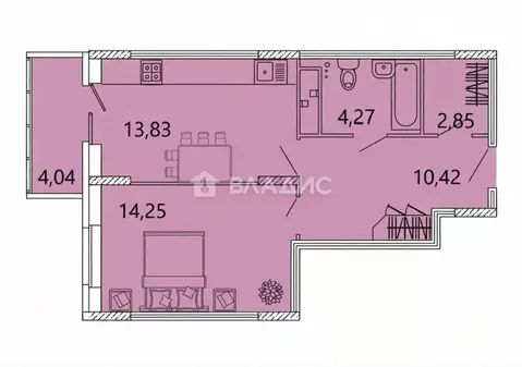 1-комнатная квартира: Пенза, улица Измайлова, 41Б (49.7 м)