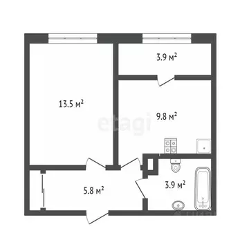 1-к кв. Тюменская область, Тюмень ул. Новоселов, 109 (33.9 м)