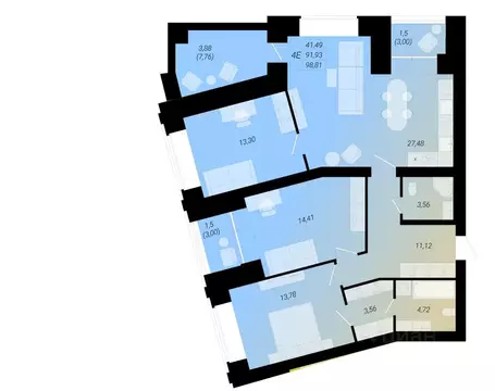 4-к кв. Архангельская область, Архангельск просп. Советских ...