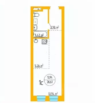 1-к кв. Башкортостан, Уфа ул. Аксакова, 79 (26.61 м)