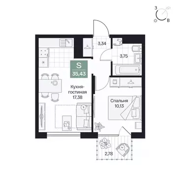 1-к кв. Волгоградская область, Волгоград просп. Имени В.И. Ленина, 59Г ...