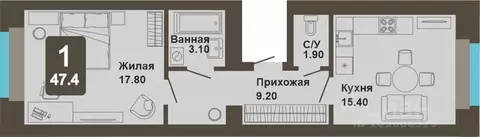 1-к кв. Чувашия, Чебоксары ул. И.П. Прокопьева (47.4 м)