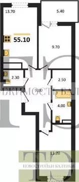 2-к кв. Калининградская область, Пионерский  (55.1 м)