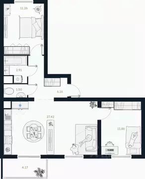 2-к кв. Тюменская область, Тюменский муниципальный округ, Винзили рп  ...