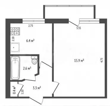 1-комнатная квартира: Амурск, Пионерская улица, 12 (29.4 м)