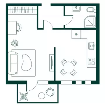 1-к кв. Дагестан, Дербент Новая История жилой комплекс (44.02 м)