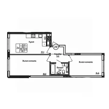 2-к кв. Калининградская область, Калининград Теодор Кроне жилой ...