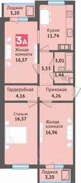3-к кв. Чувашия, Чебоксары ул. Богдана Хмельницкого, 129 (84.63 м)